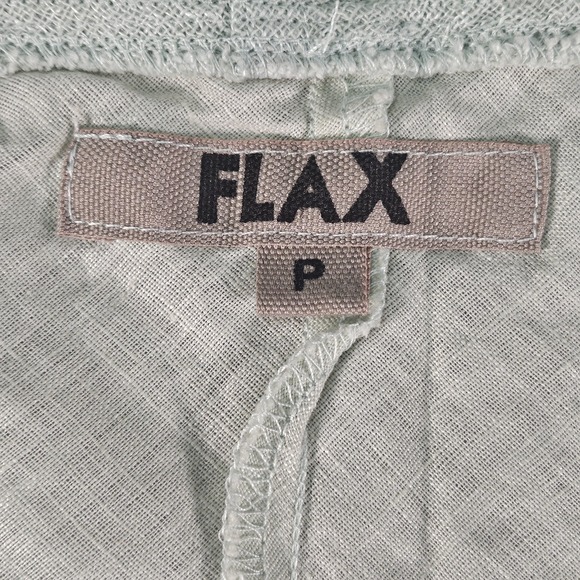 Flax Linen Tank Top Womens P XS Green Ruffle Collar Preppy Casual Classic Beachy - Picture 3 of 11
